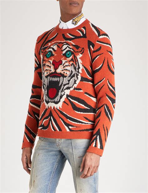 gucci tiger orange sweater